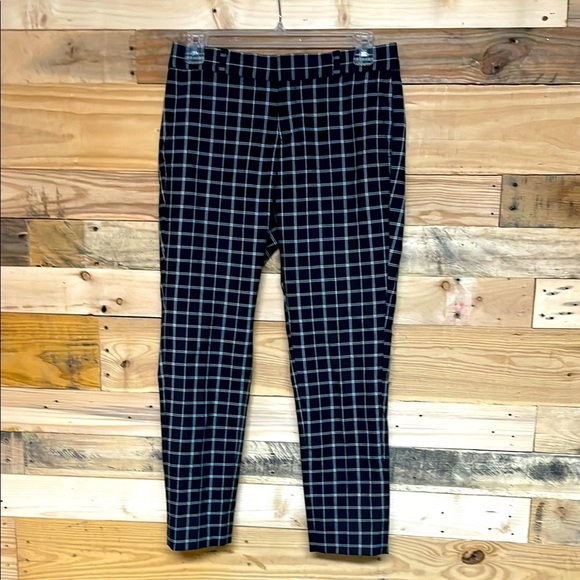 Banana Republic size 00 Petite Black and White Plaid Straight Leg Dress Pants - Picture 1 of 10